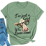 T-Shirt pour femmes, je suis juste une fille qui aime les vaches, chemise mignonne pour amoureux des vaches