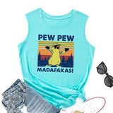 Pew Pew Madafakas Tank Top für Frauen, lustiges Pew Pew Katzenshirt