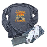 Damen Happy Camper Camping Wandern Reisehemd Langarmbluse