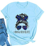 T-shirt femme Dog Mom Life, chemise graphique mignonne pour les amoureux des chiens