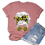 Frauen Messy Haar Bun Sonnenblume T-Shirt Messy Bun Schädel Shirt