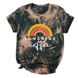 T-shirt arc-en-ciel soleil et café pour femmes