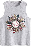 Women Baseball American Sunflower Tank Shirt