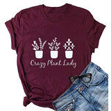 Damen Crazy Plant Lady Grafik T-Shirt