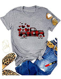 Women Buffalo Plaid & Leopard Heart T-Shirt