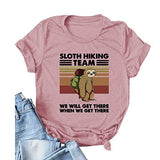 Women Sloth Hiking Team T-Shirt Funny Sloth Graphic Shirt