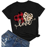 T-Shirt femme Buffalo Plaid &amp; Leopard Love, chemise de saint-valentin