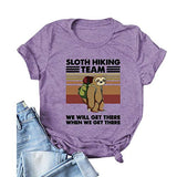 Women Sloth Hiking Team T-Shirt Funny Sloth Graphic Shirt