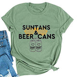 Damen Sonnenbräune &amp; Bierdosen T-Shirt Bier Shirt