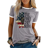 Women Home of The Free Because of The Brave T-Shirt American Flag Shirt