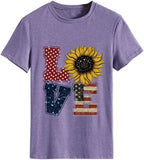 Chemise d'amour drapeau américain pour femmes, t-shirts du jour de l'indépendance du 4 juillet