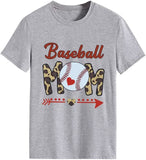 Women Baseball Mom Tees Tops Sports Mom Gift T-Shirt