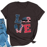 Women American Flag Shirt Love T-Shirt