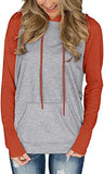 Damen Kontrastfarbe Raglanärmel Kapuzentasche Shirt Modische Bluse