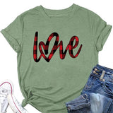 Chemise à carreaux Buffalo Love Hearts pour femmes, t-shirts de saint-valentin
