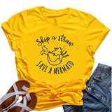 Damen T-Shirt mit Aufschrift „Skipp A Straw“