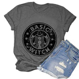 Damen Basic Witch T-Shirt Lustiges Kaffee-Grafik-T-Shirt für Frauen