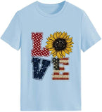 Chemise d'amour drapeau américain pour femmes, t-shirts du jour de l'indépendance du 4 juillet