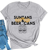 Damen Sonnenbräune &amp; Bierdosen T-Shirt Bier Shirt