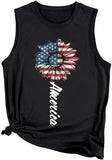 Amerika Sonnenblume Tank für Frauen USA Flagge Blume Freiheit Unabhängigkeit Shirt