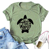 Damen T-Shirt „No More Plastic Please“ Rette die Schildkröte