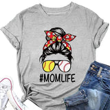 Mom Life Fußball T-Shirt Frauen Fußball Mama Grafik T-Shirts