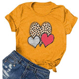 T-shirt coeur à rayures léopard et à pois pour femme
