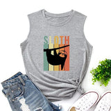 Women Vintage Retro Sloth Tank Trendy Sloth Graphic Tee Shirt