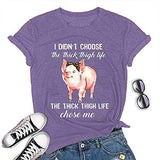 Women I Didn't Choose The Thick Thigh Life Funny T-Shirt Pink Pigs with Bandana Cute Shirt
