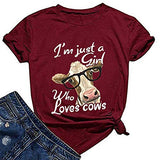 T-Shirt pour femmes, je suis juste une fille qui aime les vaches, chemise mignonne pour amoureux des vaches