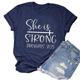 Elle est forte T-shirt pour les femmes Chemise inspirante Proverbes 31:25 Chemise