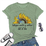 Damen T-Shirt mit Aufschrift „Words of Wisdom“, Schmetterling, Sonnenblume