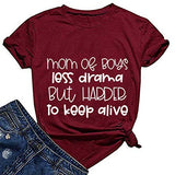 Frauen Mama von Jungs weniger Drama T-Shirt Mama Leben Shirt