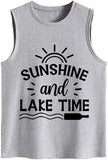 Women Sunshine and Lake Time Graphic Tank Shirt