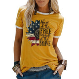 Women Home of The Free Because of The Brave T-Shirt American Flag Shirt