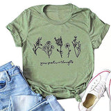 FZLYE Women Grow Positive Thoughts Letter Short Sleeve Graphic T Shirt