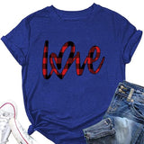 Chemise à carreaux Buffalo Love Hearts pour femmes, t-shirts de saint-valentin