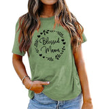 Blessed Mama Shirt Women Floral Mom T-Shirt