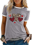 Damen T-Shirt mit Buffalo-Karomuster und Leoparden-Herz für den Valentinstag
