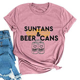Damen Sonnenbräune &amp; Bierdosen T-Shirt Bier Shirt