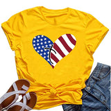 Women American Flag T-Shirt Heart Faith Shirt for Independence Day