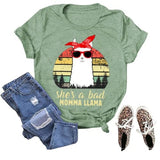 Funny Llama Mom Shirt Women She's A Bad Momma Llama T-Shirt