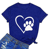 Women Dog Paw Love Heart T-Shirt Dog Mom Shirt