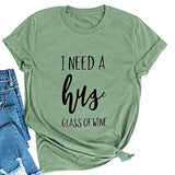 FZLYE T-shirt à manches courtes pour femme J'ai besoin d'un énorme verre de vin Taco Tees Margarita Chemise drôle pour boire