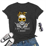 Frauen ICH Tun Was ICH Wollen Schädel T-Shirt Sonnenblume Sonnenbrille Schädel Shirt