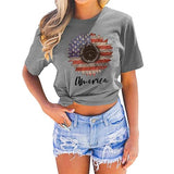 T-Shirt tournesol drapeau américain pour femmes, chemise graphique tournesol