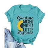 Women Sunshine Mixed with A Little Hurricane T-Shirt Sunshine Graphic Shirt
