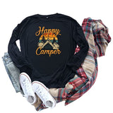 Damen Happy Camper Camping Wandern Reisehemd Langarmbluse