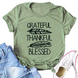 Women Thankful Grateful Blessed T-Shirt Thanksgiving Shirt