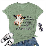 Women My Smart Mouth Gets me in Trouble Funny Heifer T-Shirt Cow Graphic Shirt
